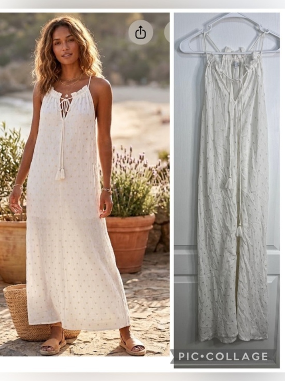 Star Mela Cream Gauze Tie-Front Maxi Dress size s
